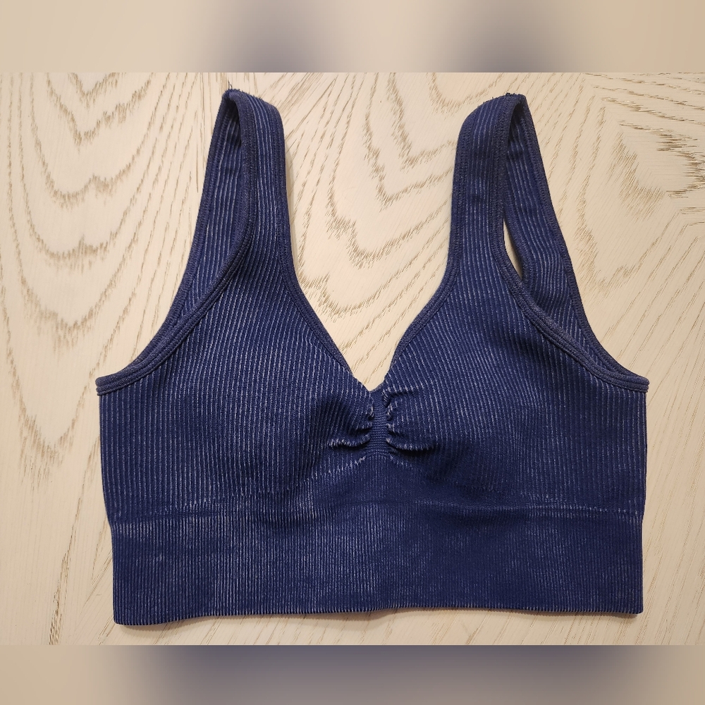 Navy Blue Ribbed Women's Bralette
